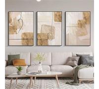 Canvas prints,Neutral and Gold Brush Strokes Abstract Line Drawing Posters and Prints Canvas Painting Wall Art Pictures Living Office Bar Room Decoration-40 * 60cm*3pcs (Unframed Print)