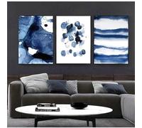 Canvas prints,Nordic Modern Abstract Geometric Style Graphics Blue Spots Posters Art Canvas Pictures For Living Room Office Bedroom Home Decor-50 * 60cm*3pcs (Unframed Print)
