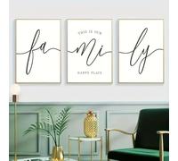 Canvas Prints Poster Modern Art Family Quote This Is Our Happy Place Family Wall Decor For Bedroom Living Room Kit 50x70cm-3Pcs Frameless