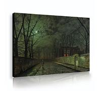 Canvas Prints Silver Moonlight By John Atkinson Grimshaw Paintings Reproduction Artwork Wall Art for Living Room Home Decor 70x100cm Innerframe