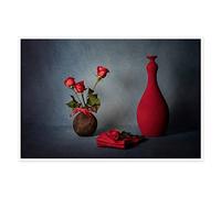 Canvas Prints Wall Art For Home and Office Wall Decoration Red Roses And Vase Canvas Artwork Print Painting Picture Still Life Modern Abstract Unframe Wall Art for Living Room Bedroom Kitchen