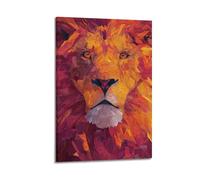 Canvas Prints Wall Art Posters Animal Textured Orange-Red Collage Lion Close-up Modern Living Room And Bedroom Artwork Decor 24x36inch(60x90cm)