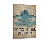 Canvas Prints Wall Art Posters Characters Swimmer Called By The Pool Modern Living Room And Bedroom Artwork Decor 24x36inch(60x90cm)