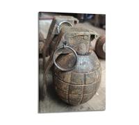 Canvas Prints Wall Art Posters Military Vintage Hand Grenade Close-up Frame-style Modern Living Room And Bedroom Decor 16x24inch(40x60cm)