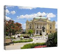 Canvas Prints Wall Art Wooden Framed Croatian National Theatre Rijeka, Croatia - Strecthed and Framed Canvas Wrap Ready to Hang , 12 x 16 Inches