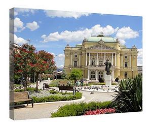 Canvas Prints Wall Art Wooden Framed Croatian National Theatre Rijeka, Croatia - Strecthed and Framed Canvas Wrap Ready to Hang , 12 x 16 Inches