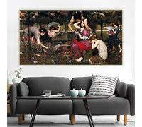 Canvas Prints William Waterhouse《Flora and the Zephyrs》Canvas Oil Painting Artwork Poster Picture Home Living room Decor 70x120cm Frameless