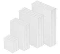 Canvas Set, 16 Stretcher Frames in 4 Sizes 10 x 10 cm/15 x 20 cm/20 x 25 cm/20 x 30 cm, White Cotton Canvas on Wooden Frame, Ready to Paint Canvases for Painting, Acrylic, Oil Paint and Creative