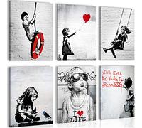 Canvas Set Banksy Collage - Hang Your Picture Right Away - Stylish, no Frame Required - Living Room Office - Street Art - N003165a