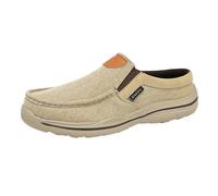 Canvas Shoes for Men, Slip On Walking Old Cloth Shoes One Foot Stirrup Thick Bottom Half Drag Casual Shoe Large Size Breathable Outdoor Shoe Lightweight Comfort Ergonomic Footwear Beige