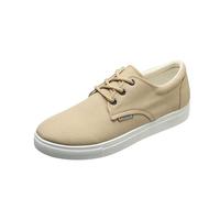 Canvas Shoes for Men Walking Trainers Lace Up Flat Shoes Low-Top Sumemr Sneakers Breathable Outdoor Trainers Comfortable Casual Shoe Trendy and Versatile Sneakers Non-Slip Sports Shoe Beige