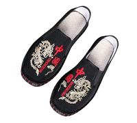 Canvas Shoes Men's Black Fabric Shoes Chinese Style Espadrilles Loafer with Embroidery Slip On Shoes Walking Shoes Lightweight Comfortable Casual Shoes Slip In Shoes Fashion Low Shoes, G, 9.5 UK