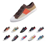 Canvas Shoes Men's Wide Fit Low Top Sneakers Breathable Deck Boat Casual Cotton Canvas Trainers Slip On Trainers Shoes Comfortable Lightweight Non Slip Classic Walking Sneakers Size 7 Coffee