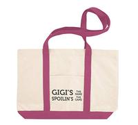 Canvas Shopping Tote Bag Gigi's The Name Spoiling's Game Gigi's Beach Bags for Women Grandma Gifts, Hot Pink Design Only, One Size