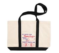 Canvas Shopping Tote Bag So There Are These Boys They Stole My Heart and Call Me Mom Beach for Women, Black Design Only, One Size
