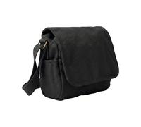Canvas Shoulder Bag Small Crossbody Messenger Vintage Army Style Lightweight Utility Webbing Tool Haversack - Black