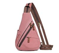 Canvas Sling Bag - Small Crossbody Backpack Shoulder Casual Daypack Chest Bags Rucksack for Men Women Outdoor Cycling Hiking Travel (6881-Rust Red)