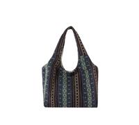 Canvas Striped Trendy Crossbody Bag Ethnic Handbag Large Capacity Sling Crossbody Purse For Women And Girls(Blue)