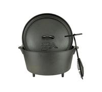 Canvas Tent Shop Dutch Oven Set 4.25L Cast Iron Camping Cooker With Lid Lifter & Free Carry Bag