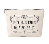 Canvas Toiletry Bag with Gothic Print & Zip Closure - Durable Water-Resistant Compact Organiser for Travel Essentials Makeup & Charging Novelty Gift for Her (Bag of Witchy)