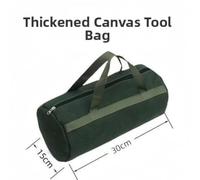 Canvas Tool Bag for Grill Accessories, Thickened Wear-Resistant Material with Double Zipper, Foldable Storage Pouch for Outdoor Adventures, Camping, Picnics, Hiking, 30x15cm