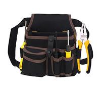 Canvas Tool Belt Pouch, 7 Multi Pockets Nail and Hammer Pouch, Work Tool Pouches with Belt, Hammer Holder, Drill Holster, Screw Pouch for Builders, Carpenters, Gardeners, Electricians