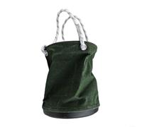 Canvas Tool Bucket With Plastic Bottom, Straight-Wall Design, Reinforced Wire Rim, Thickened Rope Handles, For Storage For Electrician, Gardener, (Green)