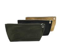 Canvas Tool Pouch Set, 16OZ Waxed Canvas Tool Storage, Standable One-Piece Tool Organization Pouch - 3 Color Pouches with Brass Zipper & Grommet - Large - 39x19cm