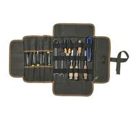 Canvas Tool Roll, 16OZ Waxed Canvas Tool Carrier Roll - Multipurpose Wrench Storage Roll with 9 Slots & 1 Zippered Pocket & Elastic Band, for Electrician Contractor Repairman - Army Green