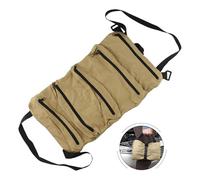 Canvas Tool Roll Up Organizer with 5 Pockets, Portable Hanging Pouch for Wrenches Pliers Drills Gloves, Compatible with DIY and Professional Use