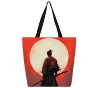 Canvas Tote Bag Ancient Japanese Samurai Prints Shopping Bag School Canvas Shoulder Bags Women Men Fashion Handbag
