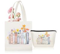 Canvas Tote Bag and Makeup Zipper Pouch Bag, Floral Bookcase Album Inspired Gift, Singer Support Gifts, Music Lover Tote Bag, Singer Merchandise Art Print Tote Bags for Friends Fans Women Great Gifts