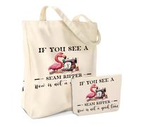 Canvas Tote Bag Beach Tote Bag for Women with inner Pocket, Reusable Shopping Grocery Bags with Makeup Bags 1096