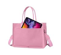 Canvas Tote Bag - Canvas Multi Pockets Bag, Fashion Shoulder Bag | Expensive Interior, Versatile Solid Color Multi-Pocket Shoulder Bag, Elegant Canvas Tote Bag with Unique and Ver Style, Pink,