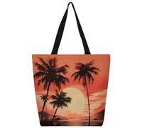Canvas Tote Bag Coastal Sunset Shopping Bag School Canvas Shoulder Bags Women Men Fashion Handbag