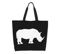 Canvas Tote Bag Cute Rhino Handbag Casual Shoulder Bags Reusable Ladies Purse, For Christmas, School, Birthday, 50x40cm