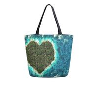 Canvas Tote Bag Desert Island Ocean Woman Beach Bag Paradise Island Shoulder Bag Large Reusable Handbag Lightweight for Shopping Grocery Travel