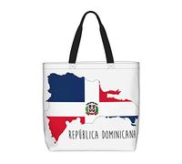 Canvas Tote Bag Dominican Republic Map Flag Tote Bag Reusable Retro Shopping Bags, For Christmas, Swim, Birthday, Daily, Gym