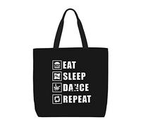 Canvas Tote Bag Eat Sleep Dance Repeat Women Beach Bag Print Folding Shopping Bags, For Work, Holiday, Wedding, Daily, Gym