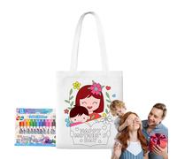 Canvas Tote Bag for Painting - Coloring Canvas Tote Bags | Mother's Day Art Craft with Paint Pens Learning Activities for Kids Ages 3+ Girls Boys Kindergarten Classroom School Outdoor Travel