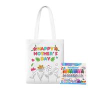 Canvas Tote Bag for Painting - Coloring Canvas Tote Bags,Mother's Day Art Craft with Paint Pens Learning Activities for Kids Ages 3+ Girls Boys Kindergarten Classroom School Outdoor Travel