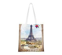 Canvas Tote Bag For Woman Paris Eiffel Tower Shoulder Handbags Reusable Grocery Bags Purse Shopping Bag, Paris Eiffel Tower, One Size