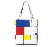 Canvas Tote Bag for Women,Capacity Shoulder Handbags Tote Bags Reusable Grocery,Mondrian Minimalist De Stijl Modern Art