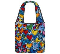 Canvas Tote Bag for Women, Cute Cherries on a Green Stripes Reusable Shoulder Tote Bag for Grocery Shopping Work