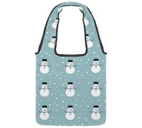 Canvas Tote Bag for Women, Cute Christmas New Year Winter Snowman Snow Reusable Shoulder Tote Bag for Grocery Shopping Work