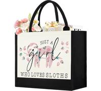 Canvas Tote Bag for Women, Cute Sloth Gifts for Sloth Lover, Animal Lover Gift Aesthetic Bag Reusable Grocery Bag, Birthday Christmas Gift for Mom Daughter Friends Sisters Bestie Who Loves Sloths