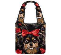 Canvas Tote Bag for Women, Doodle Checkerboard Texture and Seamless Hearts Reusable Shoulder Tote Bag for Grocery Shopping Work