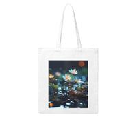 Canvas Tote Bag for Women Reusable Grocery Shopping Bags with Long Handles | There Are Different Little Flowers Aesthetic Tote Bag Foldable Heavy Duty Shoulder Bags For Beach Travel Shopping