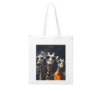 Canvas Tote Bag for Women Reusable Grocery Shopping Bags with Long Handles | Three Giraffes Wearing Sunglasses Aesthetic Tote Bag Foldable Heavy Duty Shoulder Bags For Beach Travel Shopping