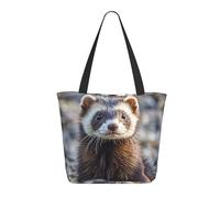 Canvas Tote Bag Hairy Ferret Women Beach Bag Reusable Shoulder Bags Folding Ladies Purse, For Work, School, Wedding, 50x40cm